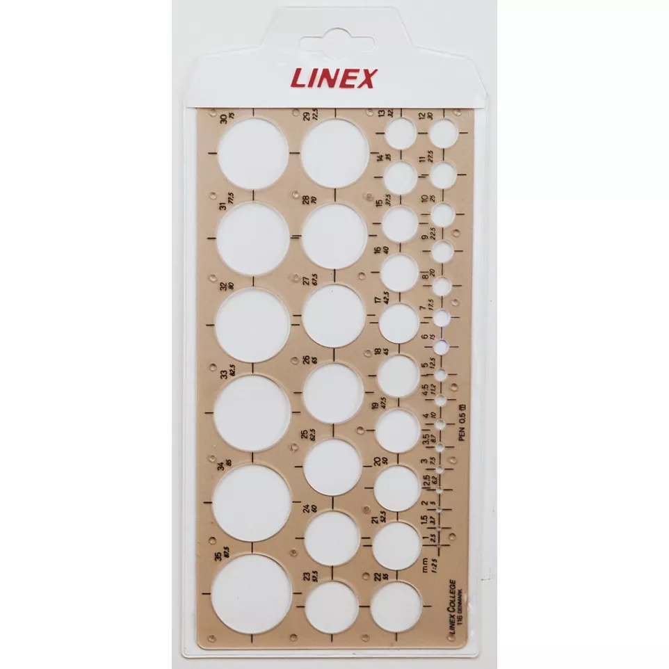 Linex cirkelsjabloon 1 - 35 mm, met...