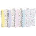 Oxford Floral Softcover Spiral Notebook, A6, 50 Sheets, 5 mm Squared, 4 Assorted Designs