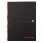Oxford BLACK N' RED cahier spiralé en carton, 140 pages ft A4, quadrillé 5 mm