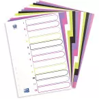 OXFORD MyColour tabbladen, formaat A4, uit gekleurde PP, 11-gaatsperforatie, 12 tabs