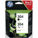 HP inktcartridge 304, 100-120 pagina's, OEM 3JB05AE, 1 x zwart en 1 x 3 kleuren