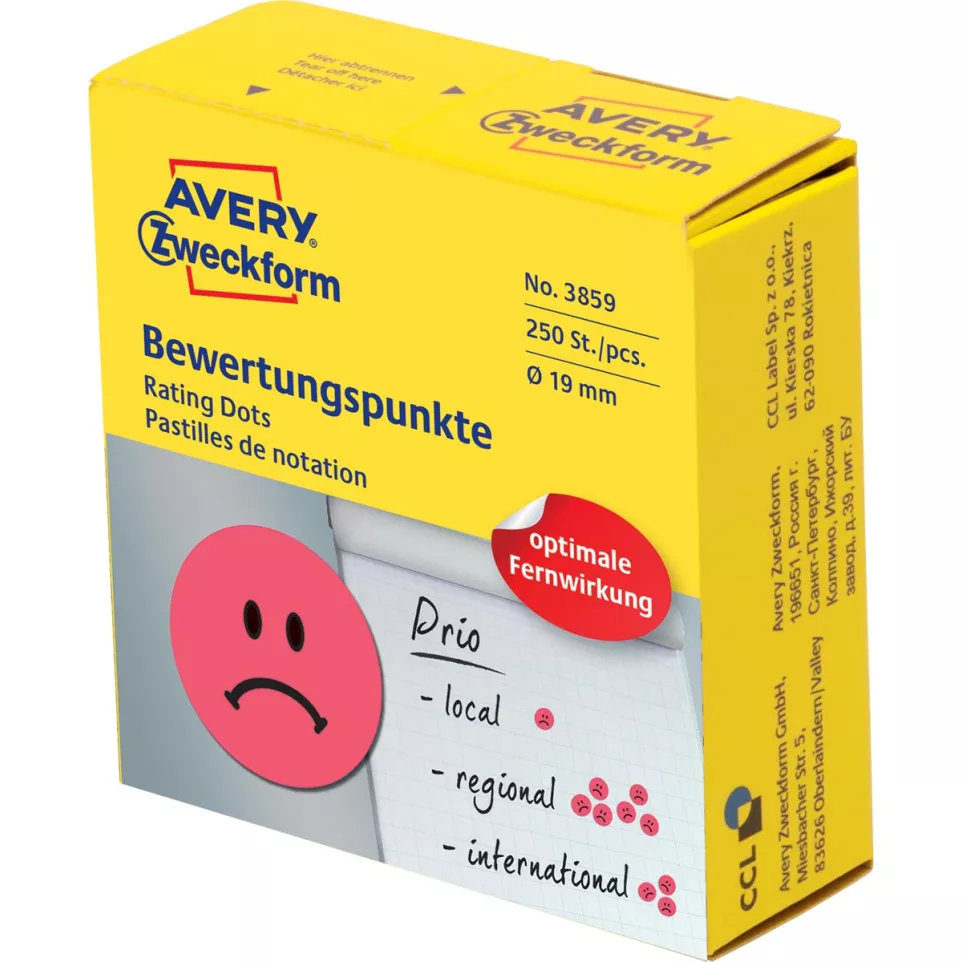 Avery Rating Dots 19 mm Red Smiley,...