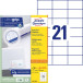 Avery Zweckform 3652, Universele etiketten, Ultragrip, wit, 200 vel, 21 per vel, 70 x 42,3 mm