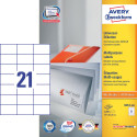 Avery Zweckform 3652, Universele etiketten, Ultragrip, wit, 200 vel, 21 per vel, 70 x 42,3 mm