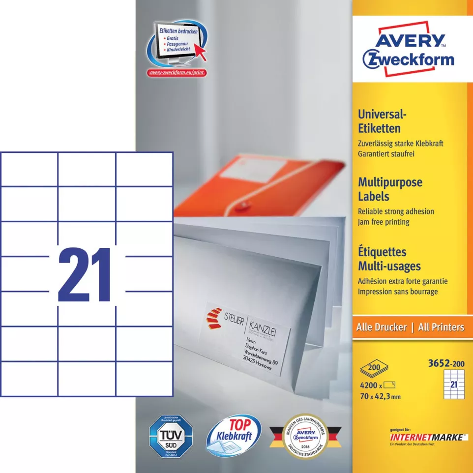 Avery Zweckform 3652, Universele...