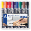 Staedtler Lumocolor 350, permanent marker, schuine punt, 2 - 5 mm, etui van 8 stuks in geassorteerde kleu