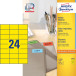 Avery gekleurde universele etiketten ft 70 x 37 mm (b x h), 2400 stuks, geel