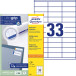 Avery Zweckform 3421, étiquettes universelles, Ultragrip, blanc, 100 feuilles, 70 x 25,4 mm
