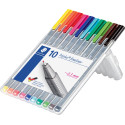Staedtler Fineliner Triplus couleurs assorties, étui chevalet de 10 pièces
