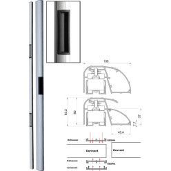 Profil bandeau avec ventouses intégrées DIAX PBO600RP (2 ventouses) / pce