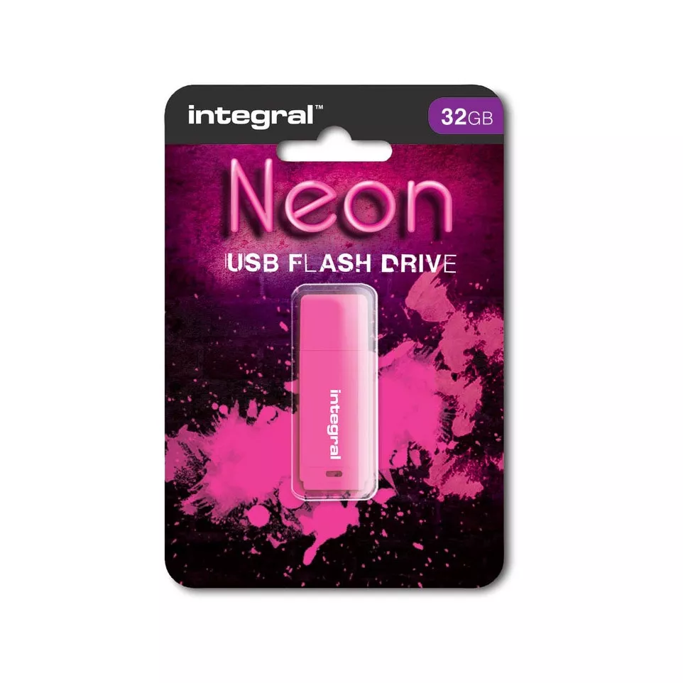 Integral Neon USB 2.0 stick, 32 GB, roze