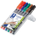 Staedtler Lumocoler 317, OHP-marker, permanent, 1,0 mm, etui van 6 stuks in geassorteerde klassieke kleur