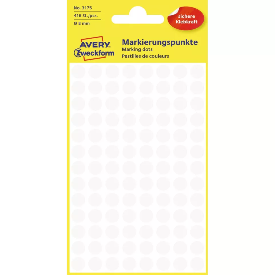Avery Etiquettes ronds diamètre 8 mm,...