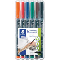 Staedtler Lumocolor 313 OHP-marker, permanent, 0,4 mm, etui van 6 stuks, assorti