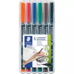 Staedtler Lumocolor 313 marqueur OHP permanent, 0,4 mm, étui de 6 pièces, assorti