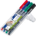 Staedtler Lumocoler 313, OHP-marker, permanent, 0,4 mm, etui van 4 stuks in geassorteerde kleuren