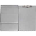 MAULassist porte-bloc A4 alumnium portrait avec compartiment de rangement, ouvert à gauche