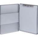 MAULassist porte-bloc A4 alumnium portrait avec compartiment de rangement, ouvert à gauche