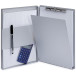 MAULassist porte-bloc A4 alumnium portrait avec compartiment de rangement, ouvert à gauche