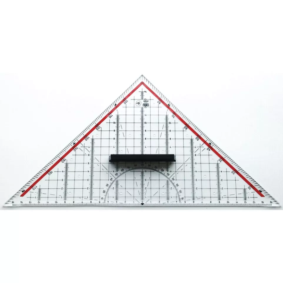 M+R geodriehoek, ft 32 cm, met handvat