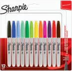 Sharpie marqueur permanent, pointe fine, blister de 12 pièces en couleurs assorties