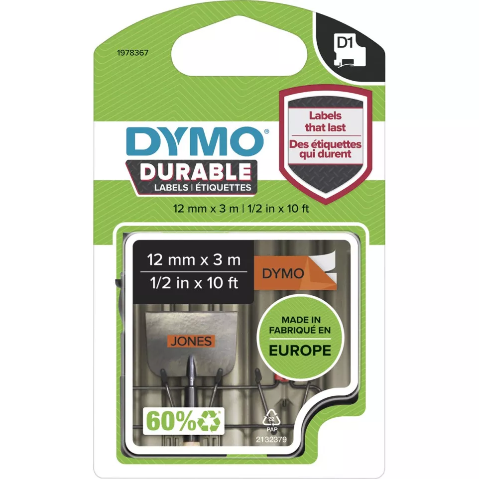 Dymo D1 ruban durable12 mm x 3 m,...