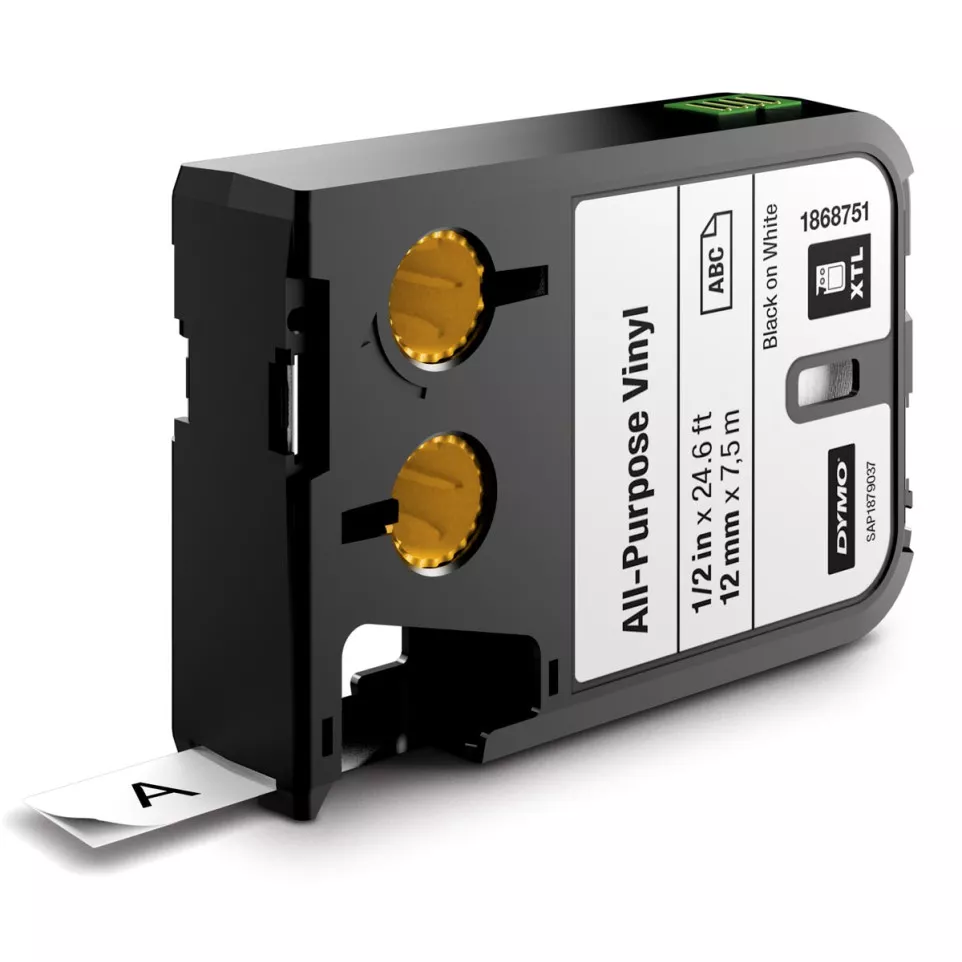 Dymo XTL tape ft 12 mm, zwart op wit,...