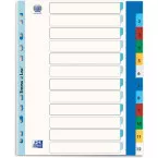 OXFORD A4 Maxi Polypropylene Index Dividers 1-12 Tabs 11-Hole Assorted Colors