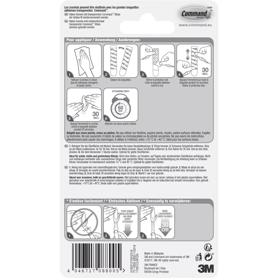 Command Medium Hooks, Transparent, 2...