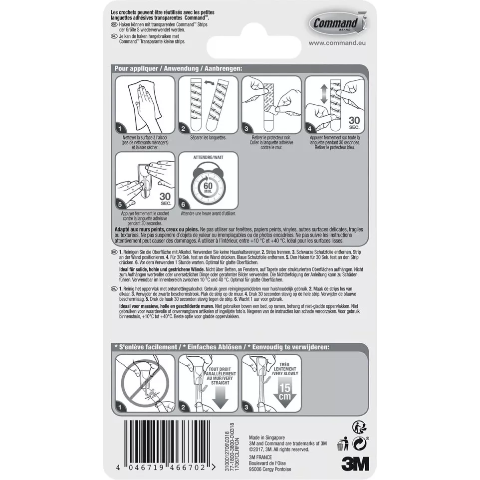 Command White Hinged Hooks, Small...