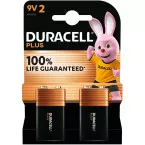 Duracell batterij Plus 100% 9V, blister van 2 stuks