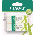 Linex white plastic pencil eraser 2-pack blister