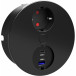 Prise DUPLEX ronde Ø118mm 1 prise + USB A + USB C noir mat / pce