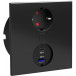 Multiprise carrée à encastrer Duplex 118x118mm 1 prise + USB A + USB C noir mat / pce
