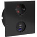 Vierkant Duplex multiprise 118x118mm 1 stopcontact + 1 USB-A + 1 USB-C zwart mat / pce
