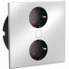 Multiprise carrée à encastrer Duplex 118x118mm 2 prises inox brossé / pce