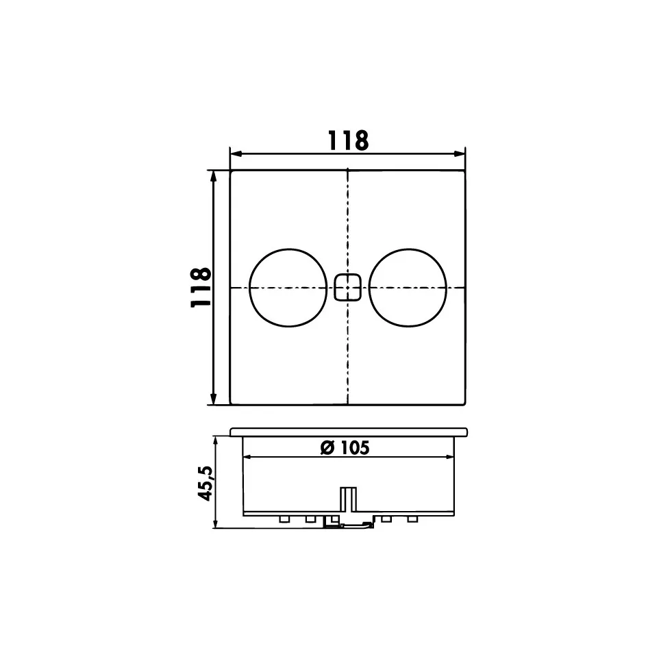 Vierkant Duplex multiprise 118x118mm...