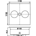 Vierkant Duplex inbouwmultiprise 118x118mm 2 stopcontacten mat zwart / pce