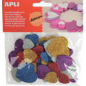 Apli Kids adhesive glitter hearts, pack of 50 pieces