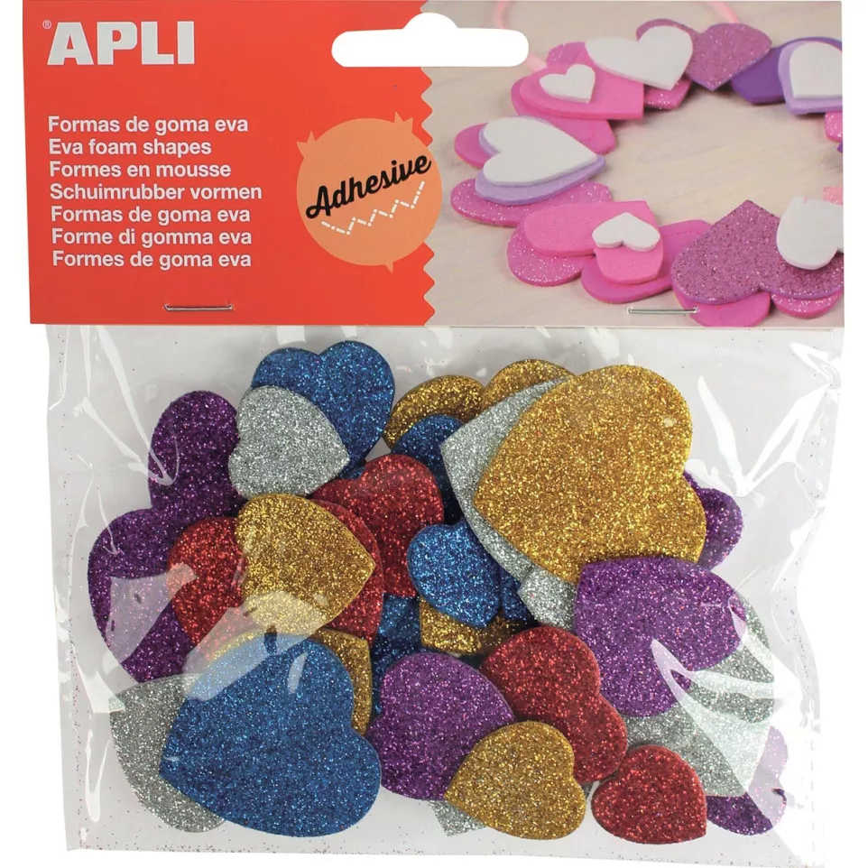 Apli Kids adhesive glitter hearts,...