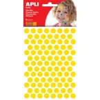 APLI Kids stickers, round, 10.5 mm diameter, pack of 528, yellow