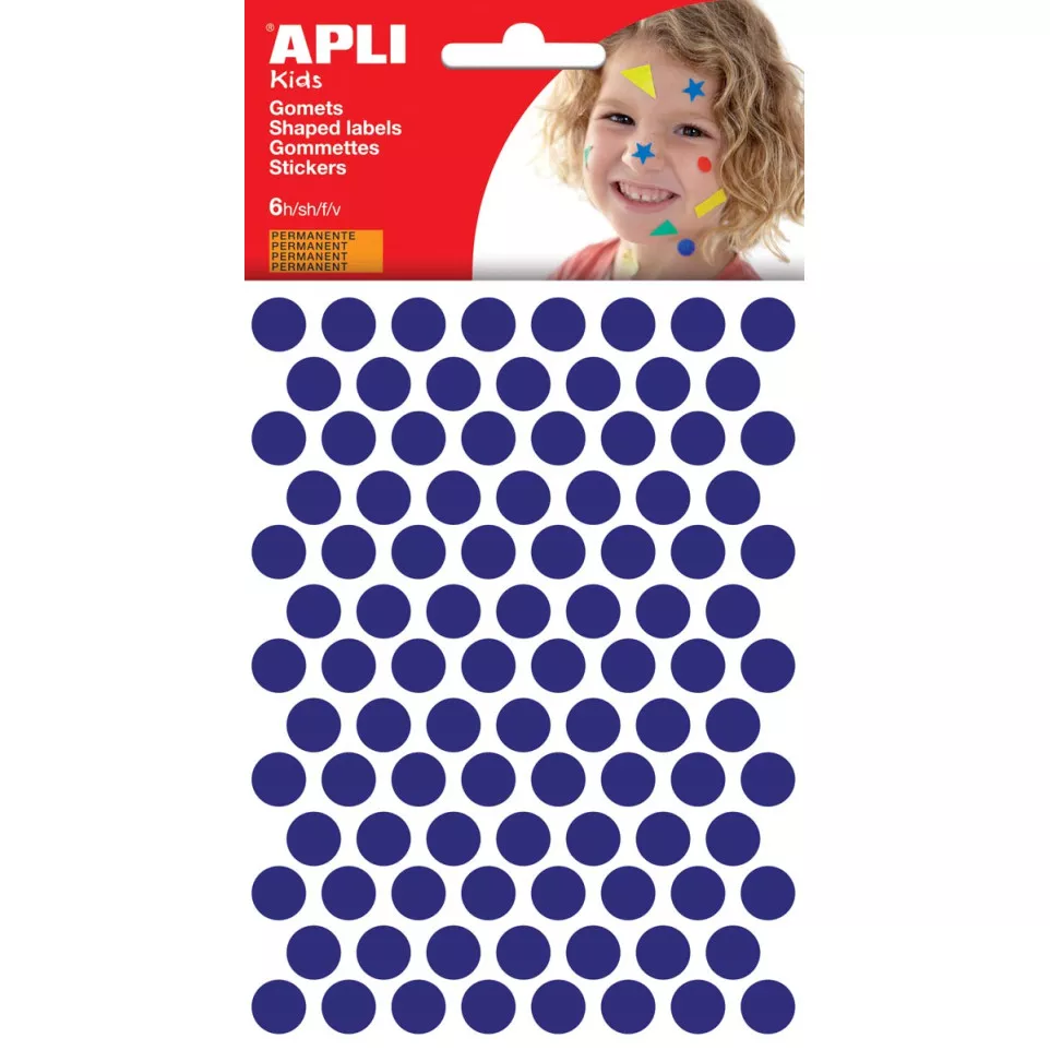 APLI Kids Blue Round Stickers 10.5 mm...