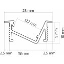 Ledprofiel Zeno-Line 18x10mm alu zwart+cover opaal / 2m