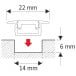 Profil Led encastrer In-Linemini XL 14x6mm alu or+cover  opal / 2m