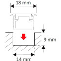Inbouw In-Line profiel led 14x9mm geanodiseerd aluminium +cover opaal / 2m