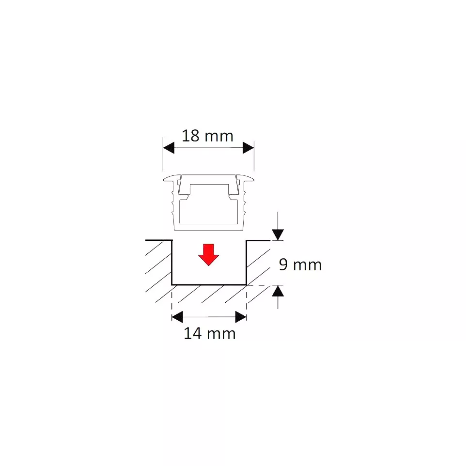 Recessed LED Profile In-Line 14x9mm...