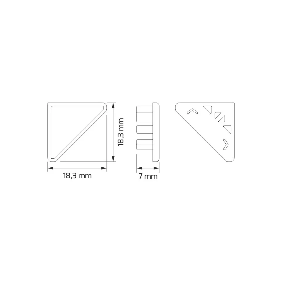 Closed Grey PVC Corner-Line End Cap / pc
