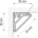 Profil Led appliquer CORNERLINE 18x18mm alu anodisé+cover opal / 2m