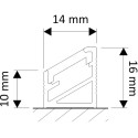 Profil Led appliquer Tri-Line mini 16x14x10mm alu anodisé+cove / 2m