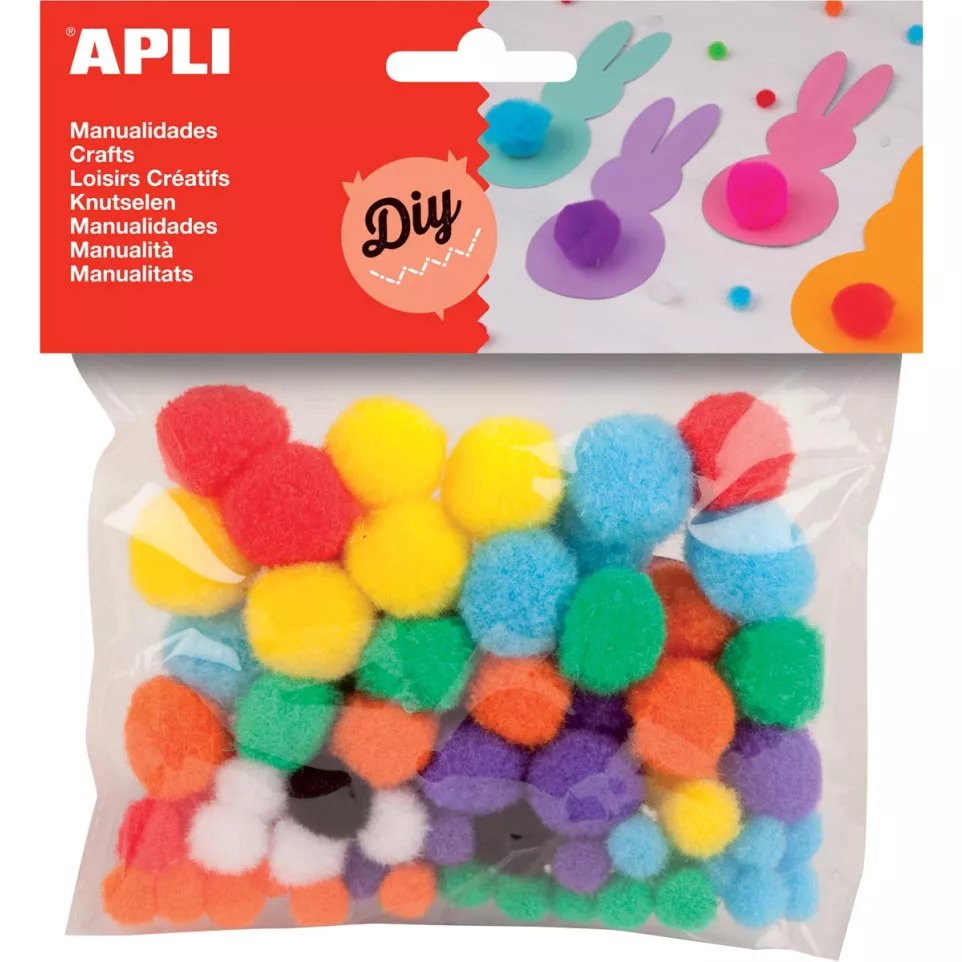 Apli pom poms, assorted colors, pack...
